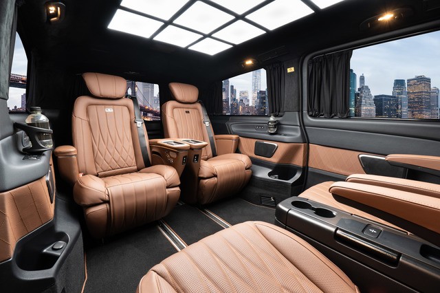 benz v class spacious interior with leather seats