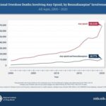 Trends in Opioid Overdose Deaths: Benzodiazepine Co-involvement (2000-2020). This graph illustrates the increasing rate of opioid overdose deaths, highlighting the significant role of benzodiazepines like diazepam (Valium) in these fatalities.