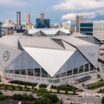 Vast interior of Mercedes-Benz Stadium showcasing the extensive seating arrangements for various events.