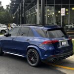 Mercedes GLE63s AMG rear view, highlighting its sporty SUV design