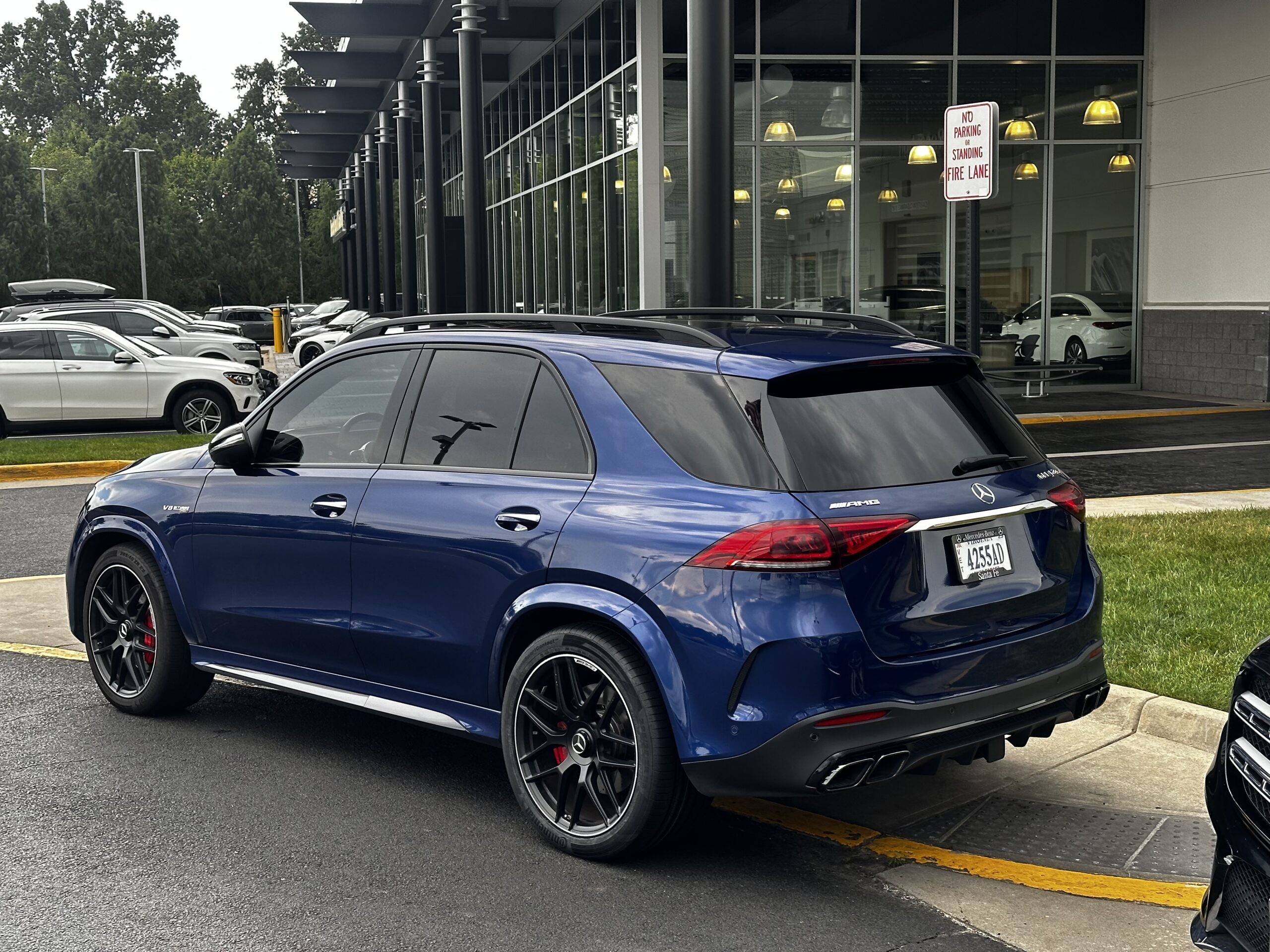 Mercedes GLE63s AMG rear view, highlighting its sporty SUV design