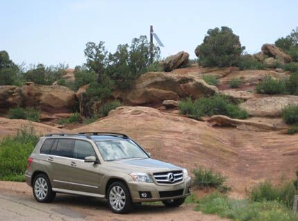 Mercedes Benz GLK 350 side view on a paved surface